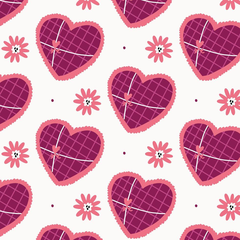 Seamless Pattern Heart Shaped Gift Box vector