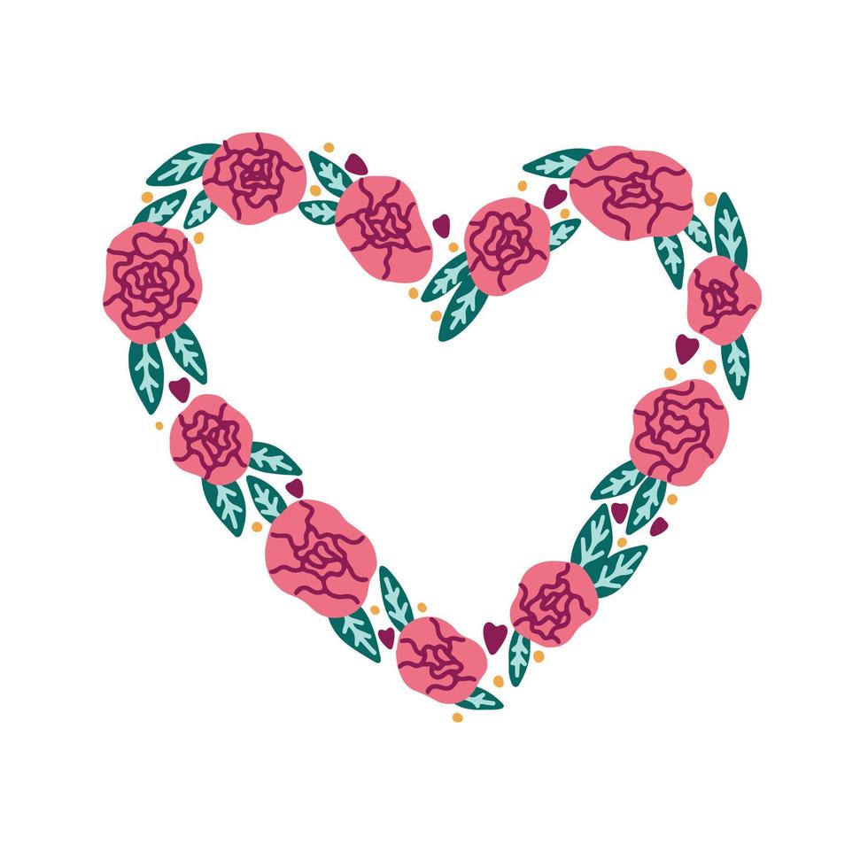 Heart of roses frame vector