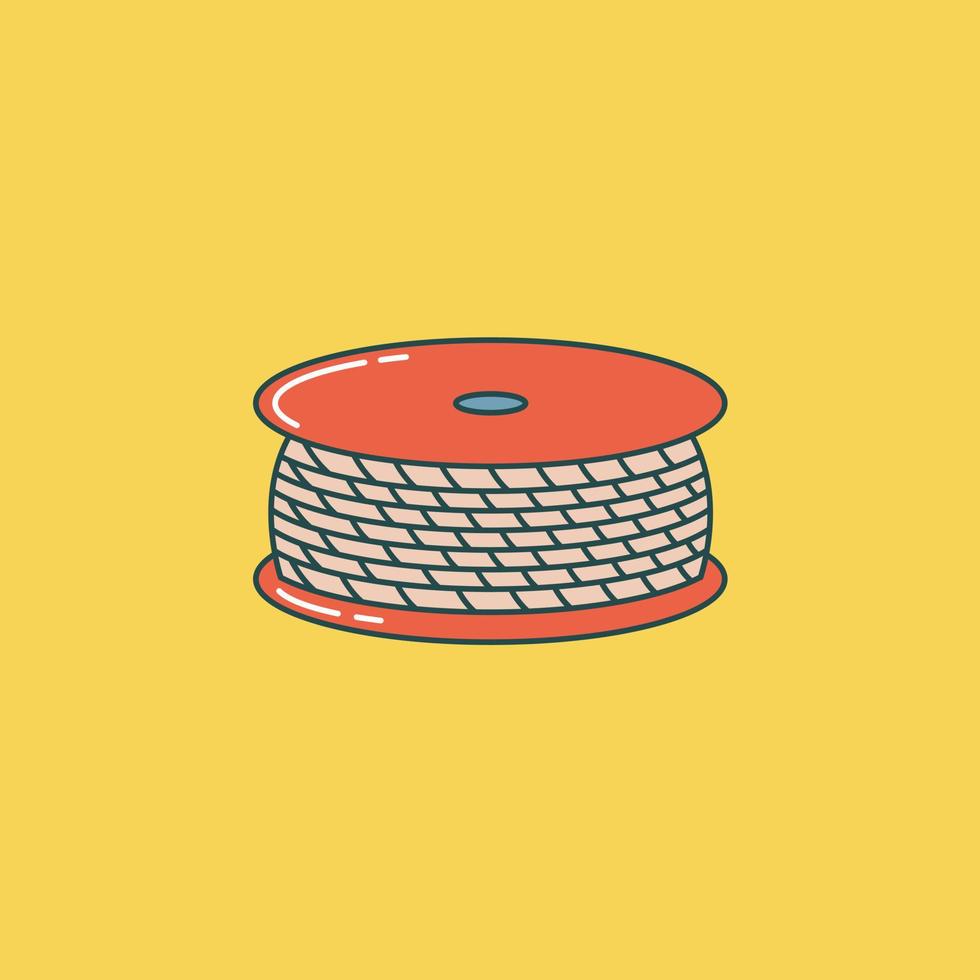 Coil of wire, thread, alloy, rope in a coil. Outline drawing. Flat style vector