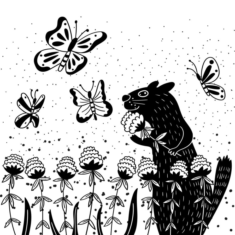 Rodent enjoys the scent of clover vector