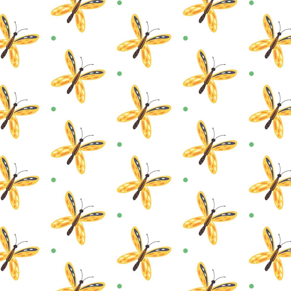 Minimalistic seamless pattern of butterflies and dots vector