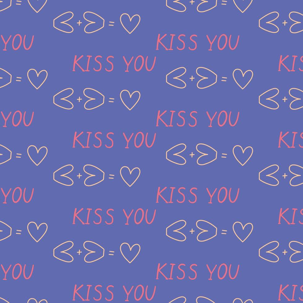 Seamless Pattern Lettering Kiss You vector