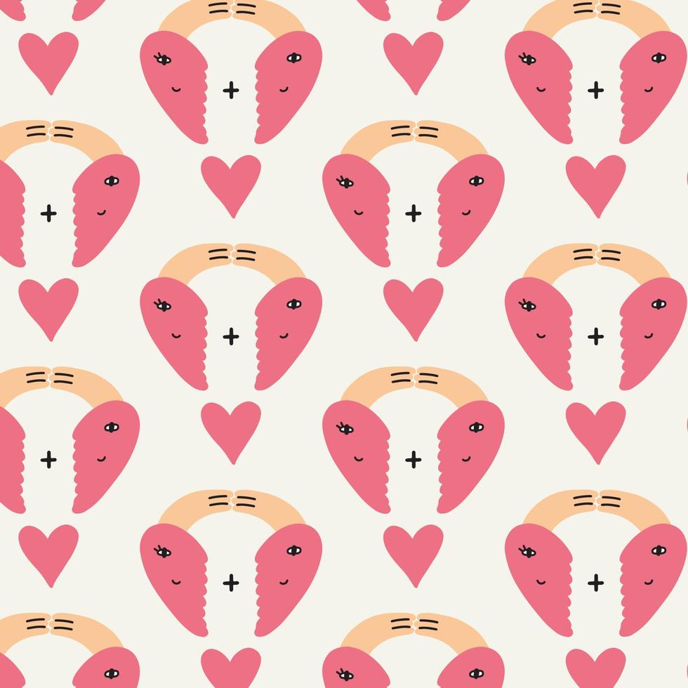 Seamless pattern character hearts vector