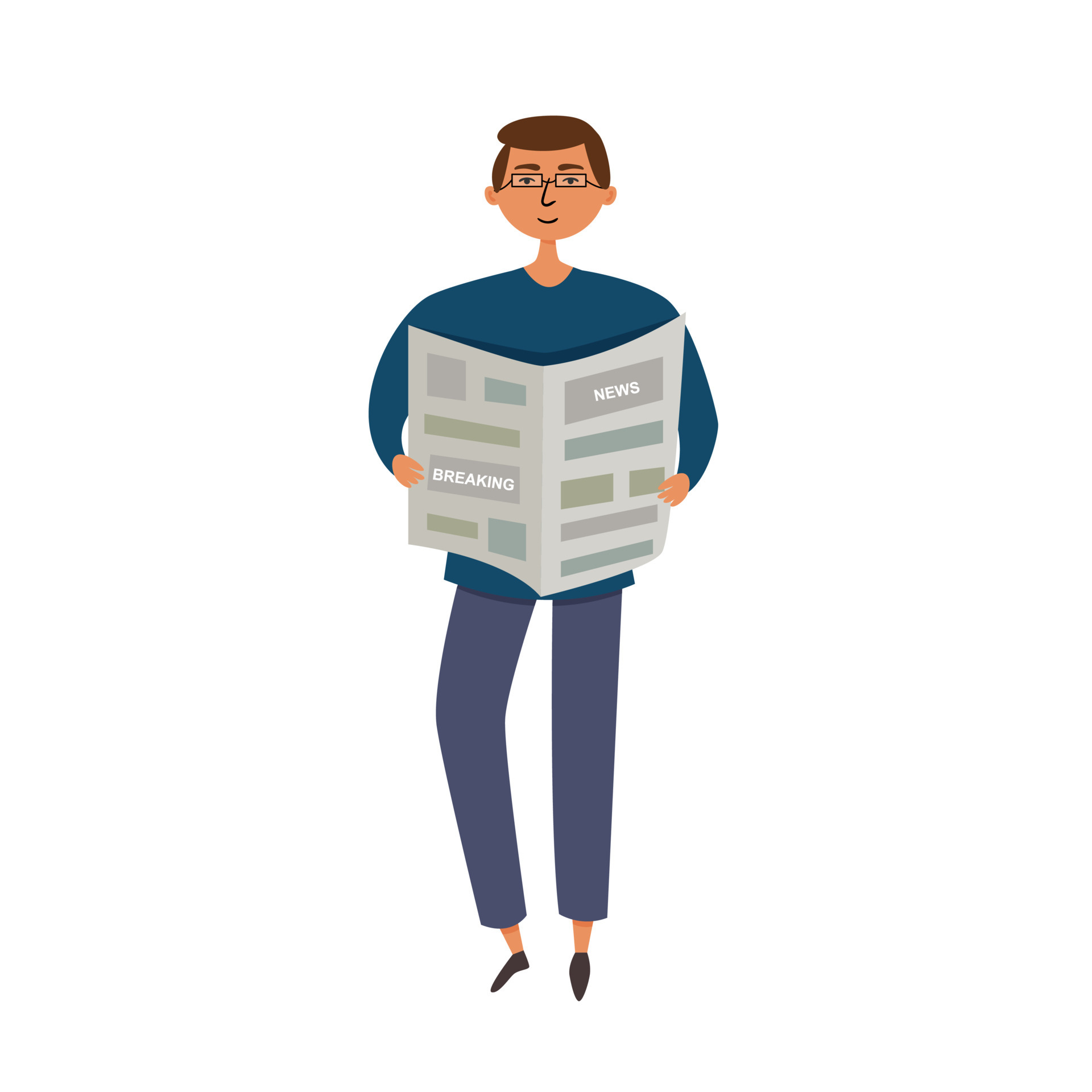 A Man Reads The News In The Newspaper The Man In Glasses Is Holding A Black And White Newspaper Vector Editable Illustration Vector Art At Vecteezy