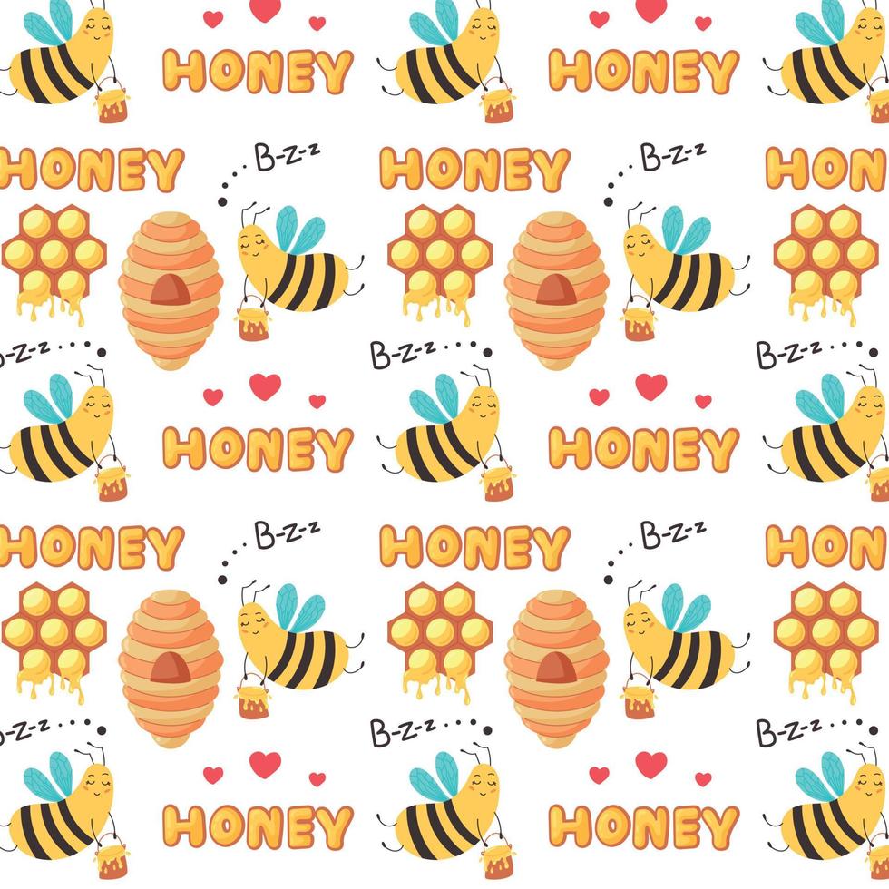 Sweet pattern flying worker bees fly to the hive vector