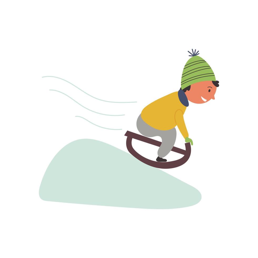 Boy sledding doodle vector
