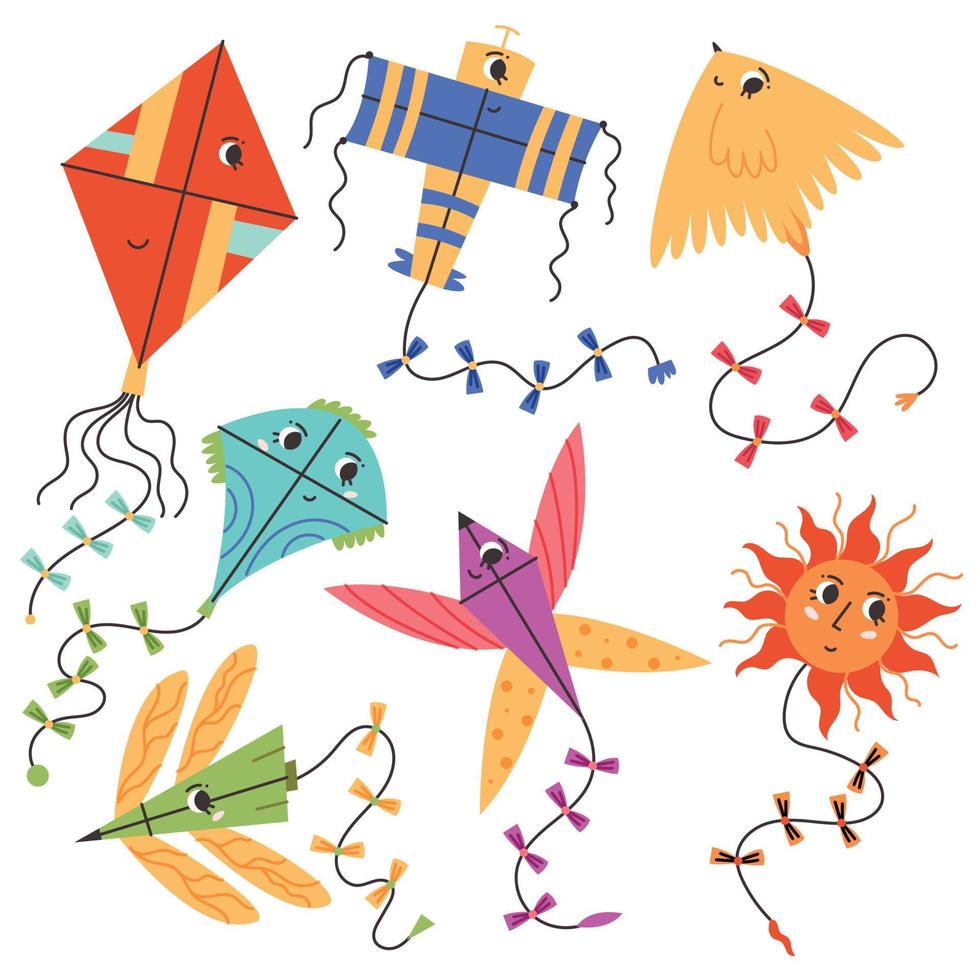 Set of colorful kites vector