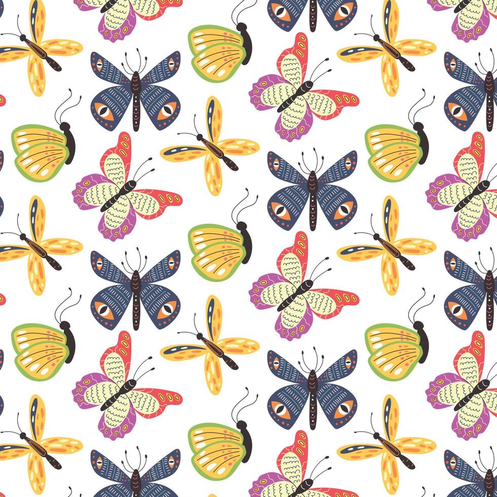 Seamless pattern of colorful butterflies vector