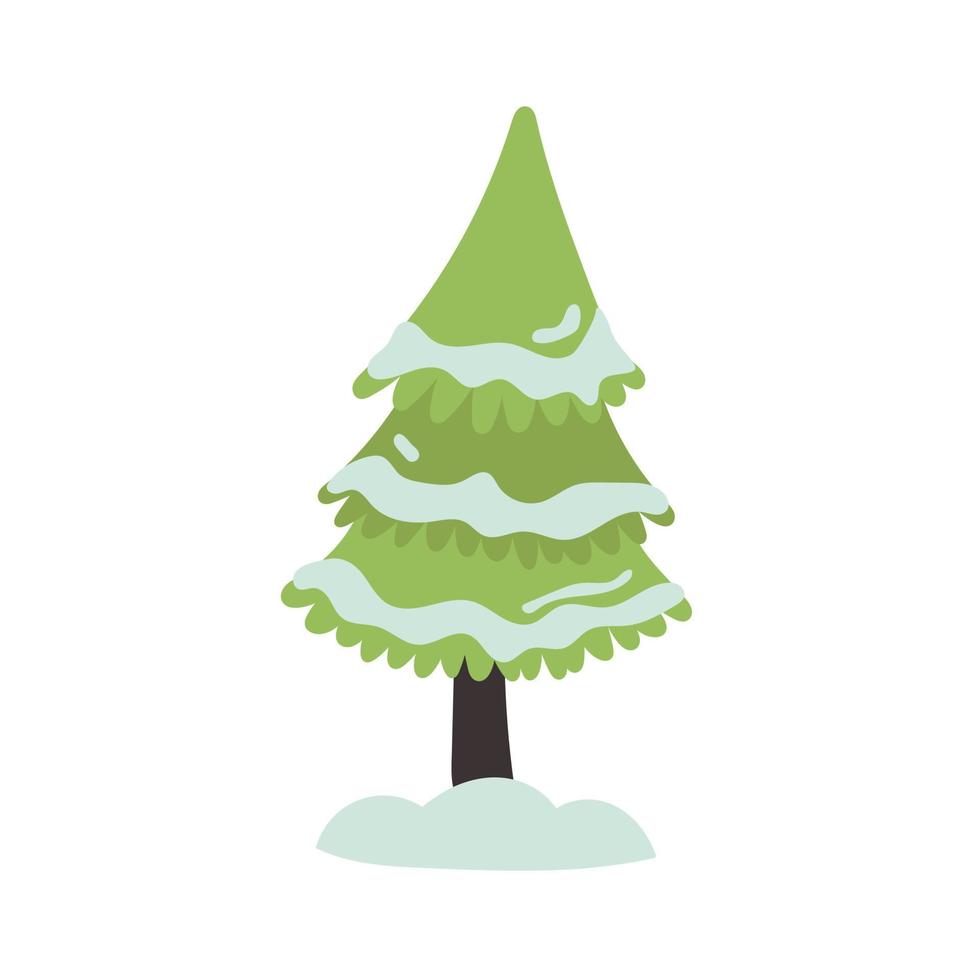 árbol verde en la nieve vector