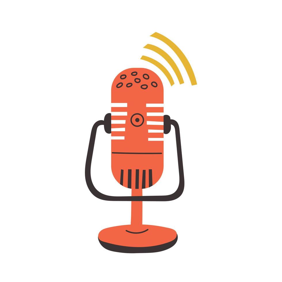 Podcast microphone doodle vector