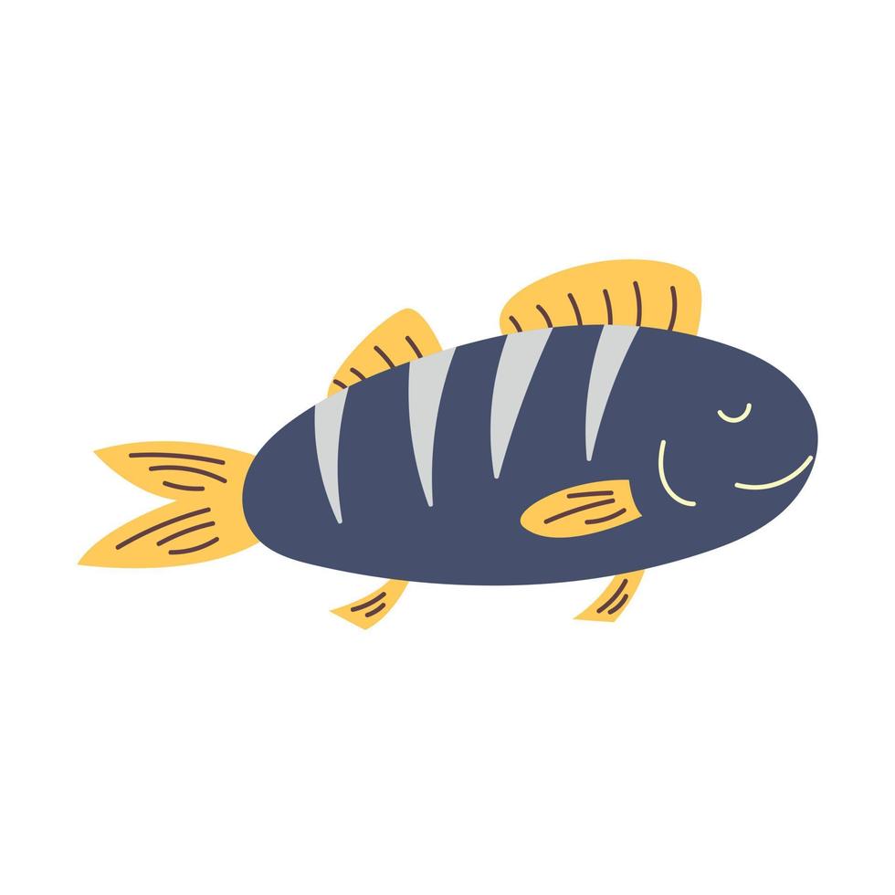 Vector blue fish crucian carp