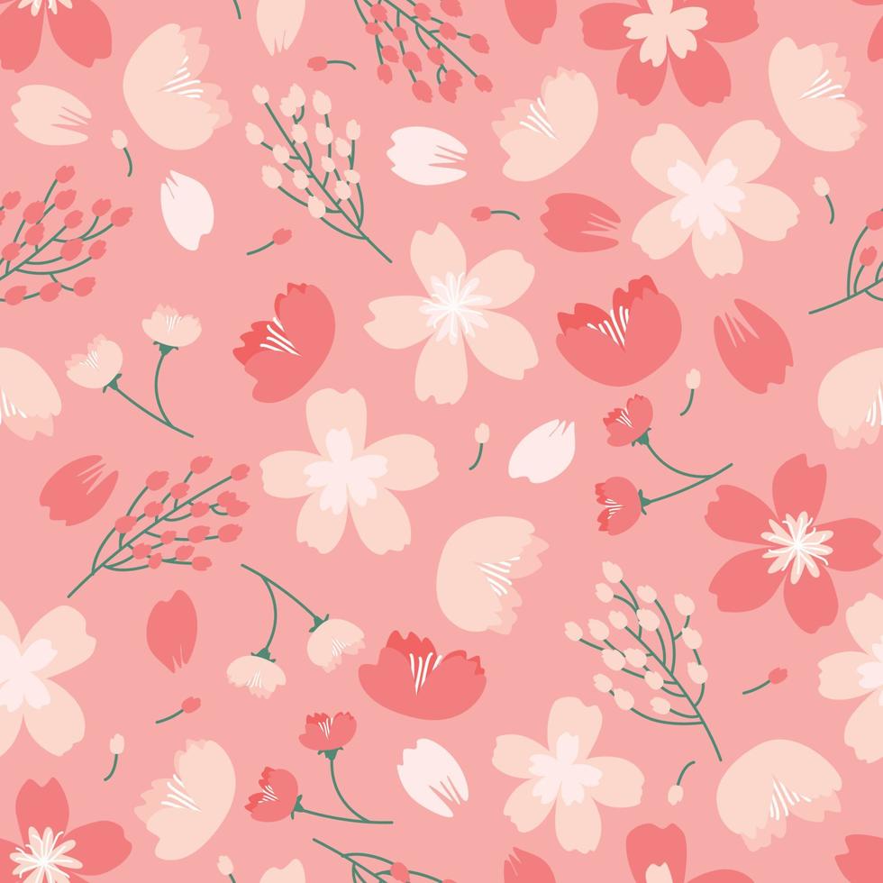 Spring Cherry Blossom Seamless Pattern vector