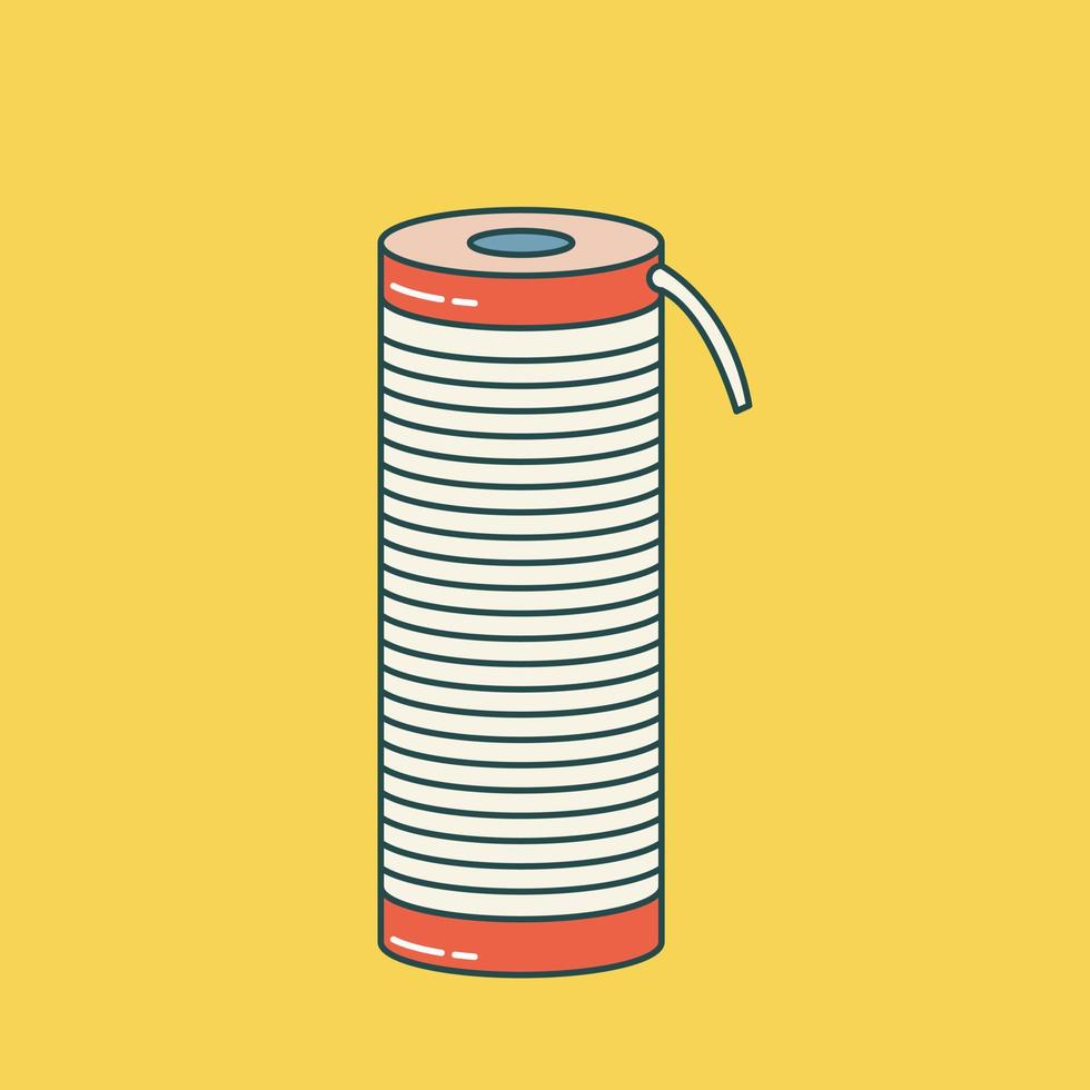 Coil of wire, thread, alloy, rope in a coil. Outline drawing. Flat