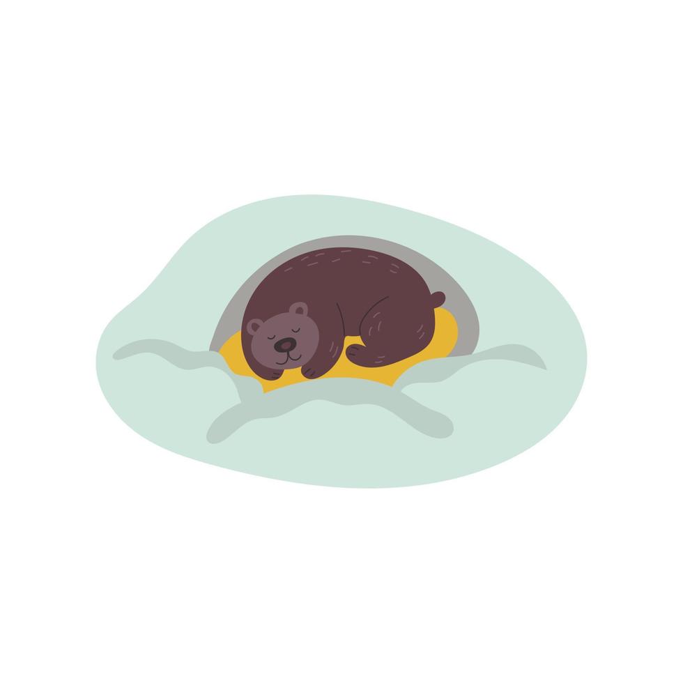 Bear in hibernation vector