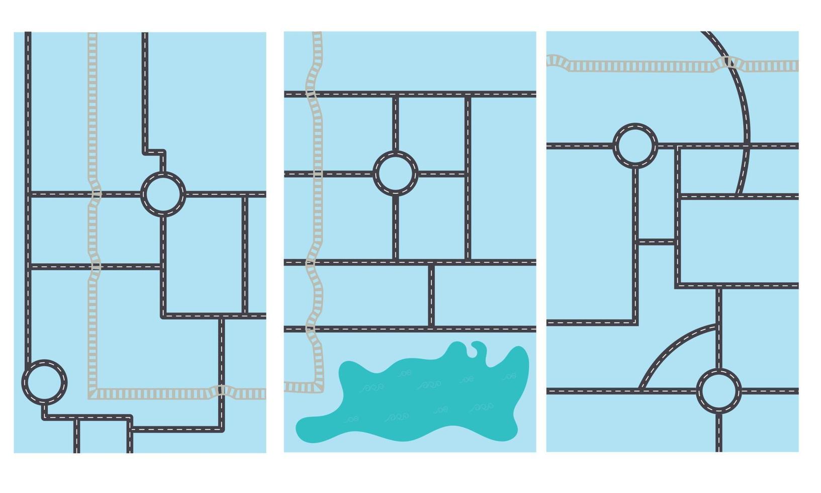 Vertical road map charts on blue background vector