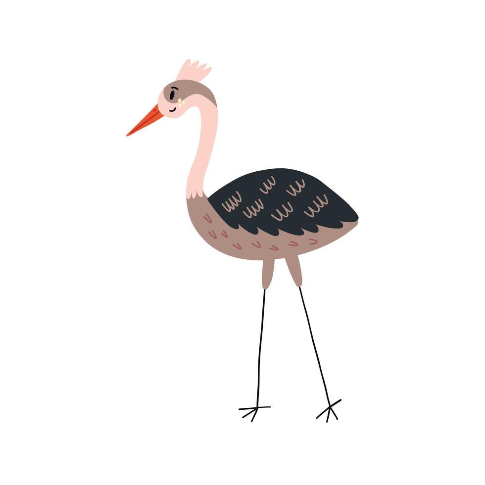 Cute Stork doodle vector