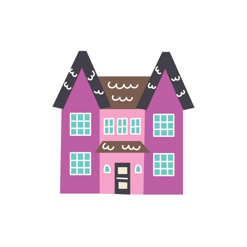 Vector building residential purple rustic house