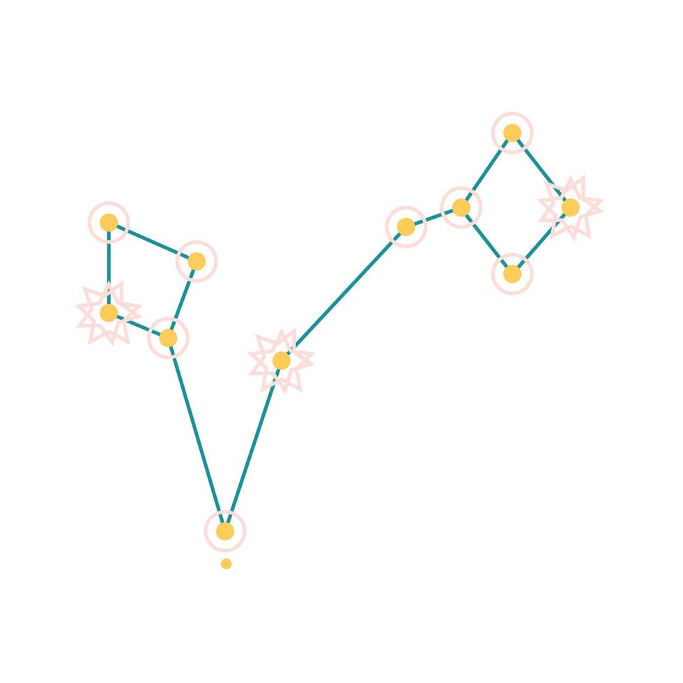 Pisces Constellation doodle vector