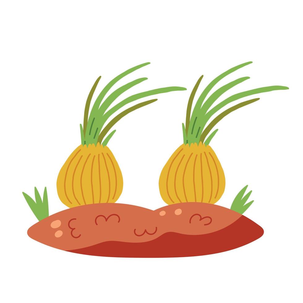 Earth bed with onions vector