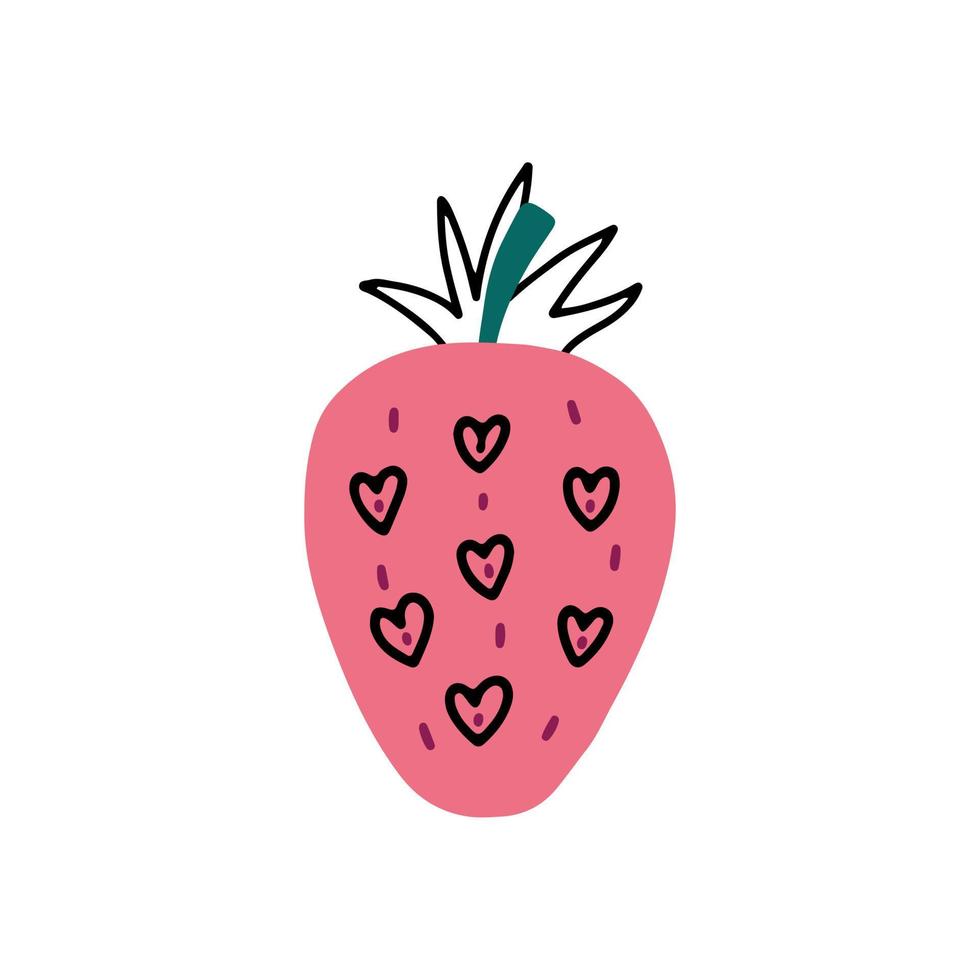 Pink strawberries with hearts vector