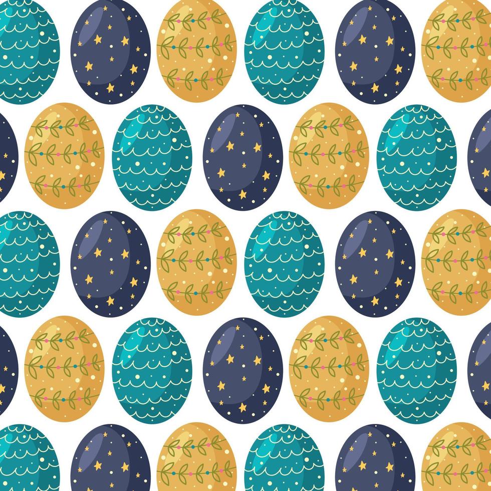Seamless pattern of their spring Easter eggs vector