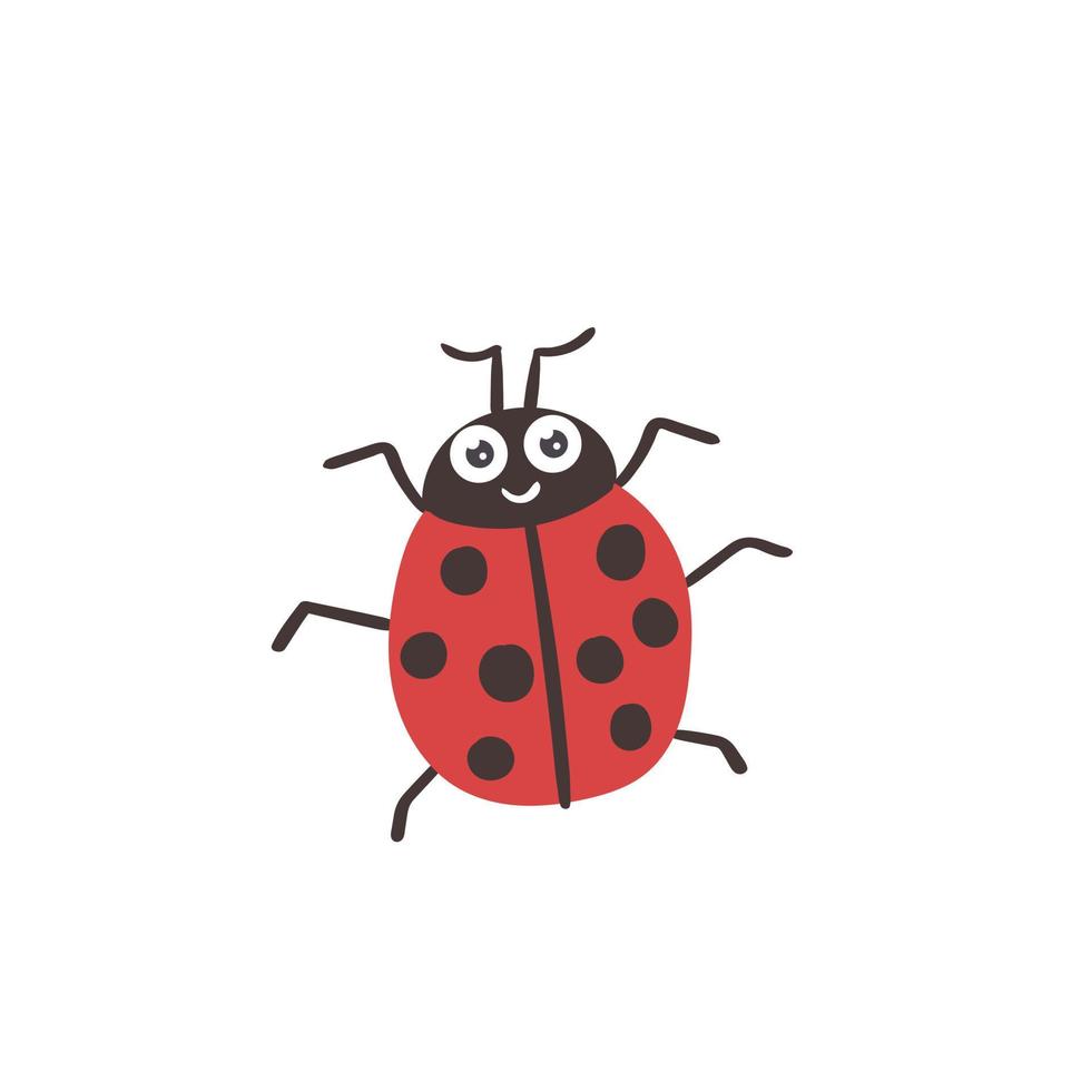 vector de dibujos animados insecto mariquita rojo negro