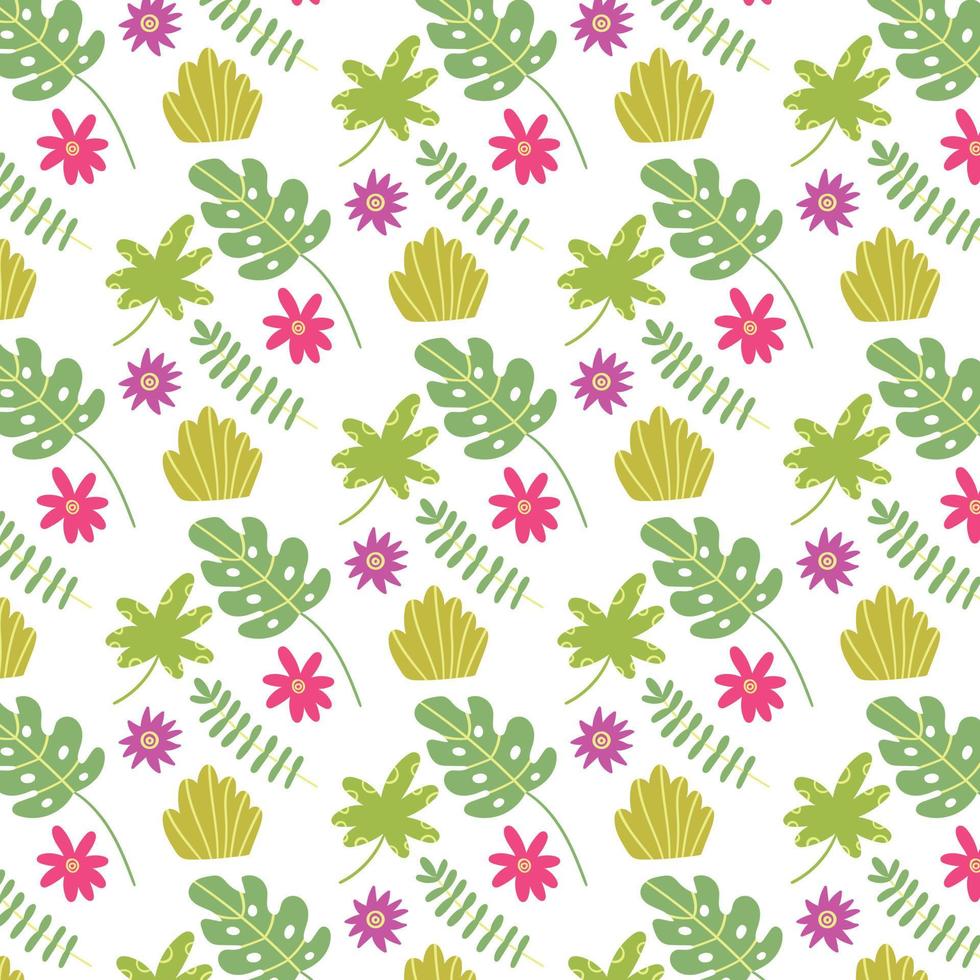 Summer seamless tropical leaf. Vector pattern