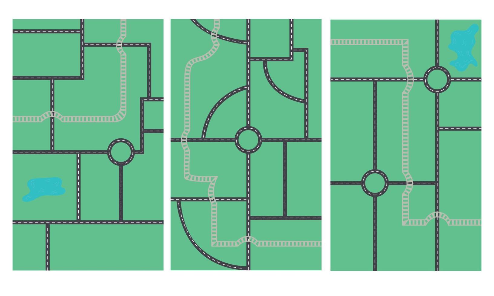 Vertical road map charts on a green background vector