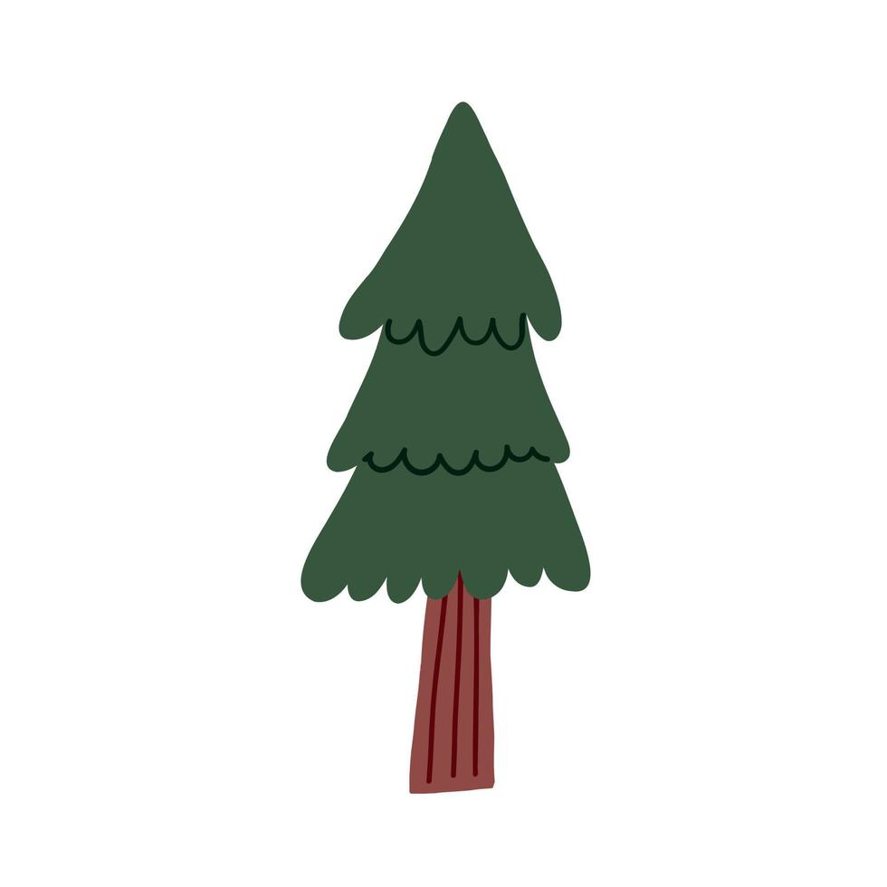 Green christmas tree hand drawn vector