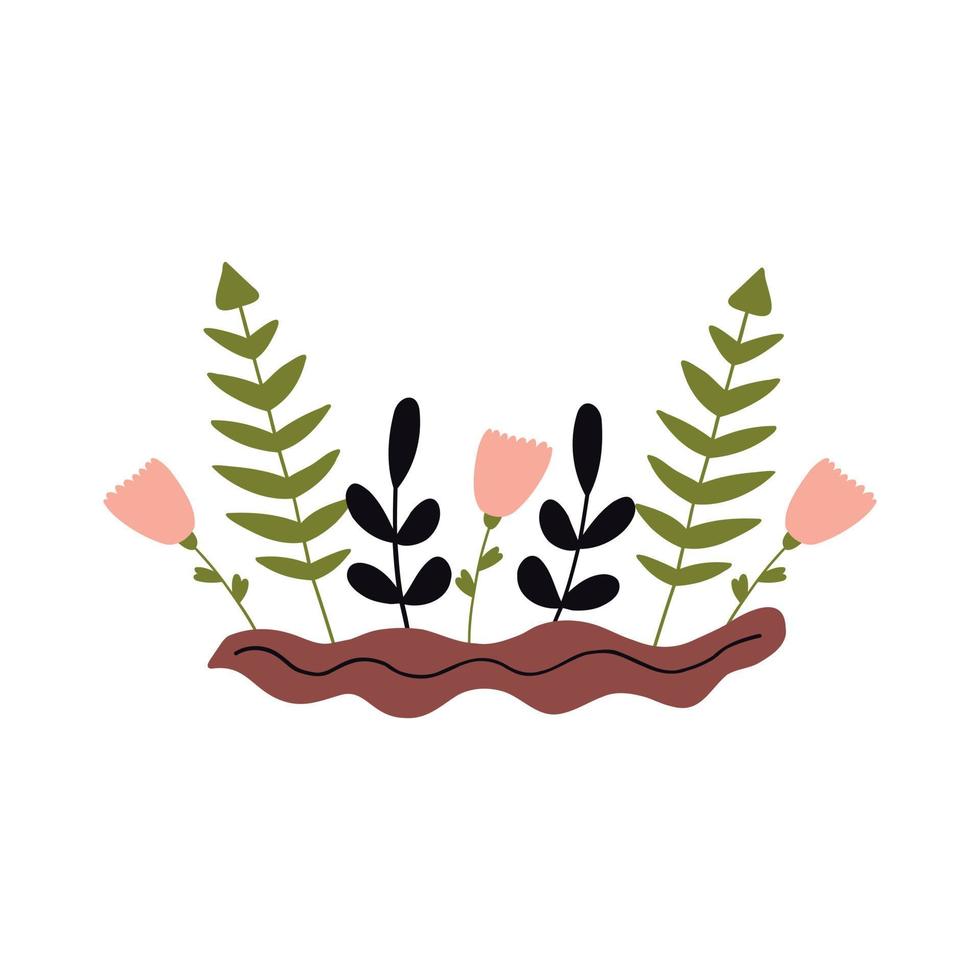 Plant frame with flowers and leaves vector