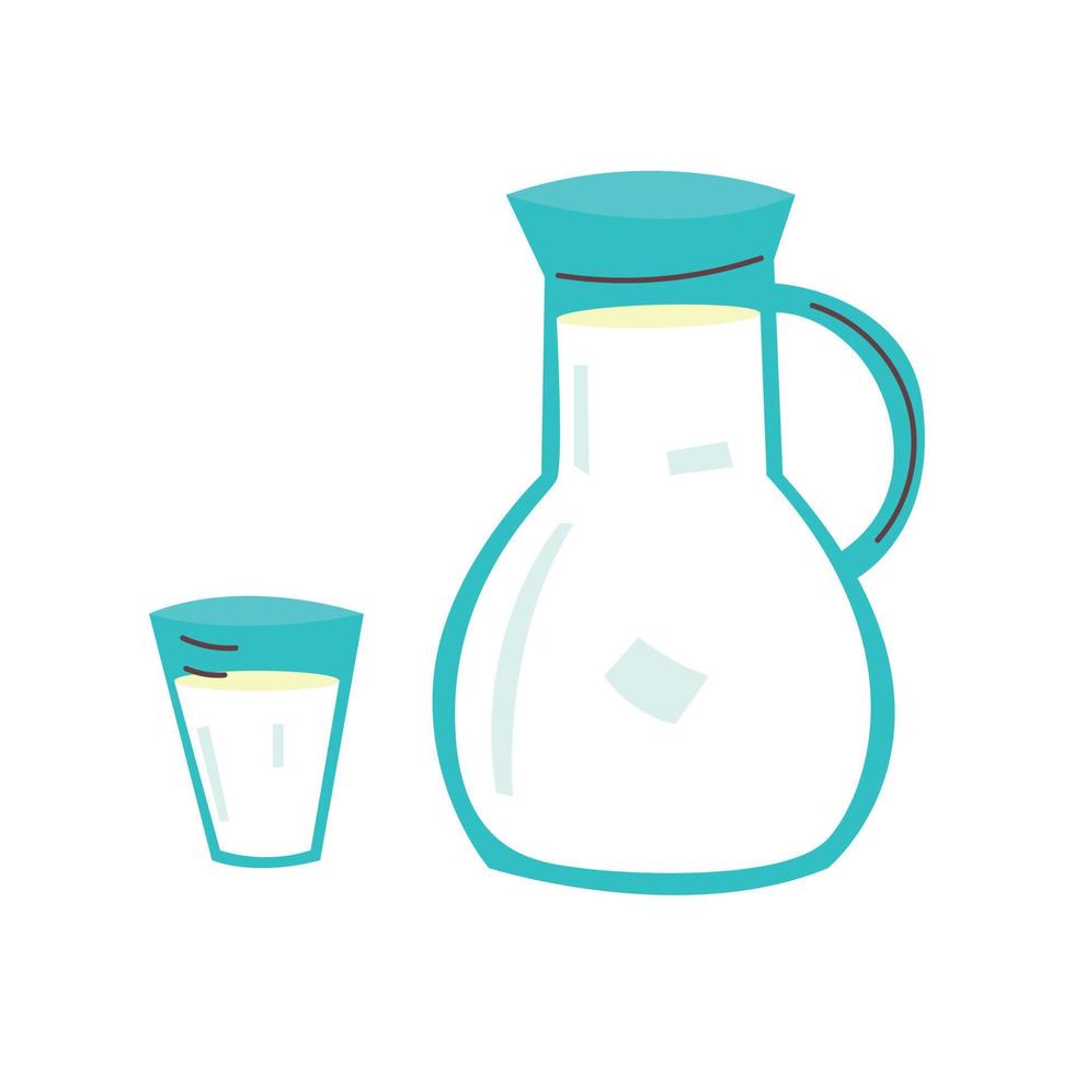 Vector pitcher glass with milk