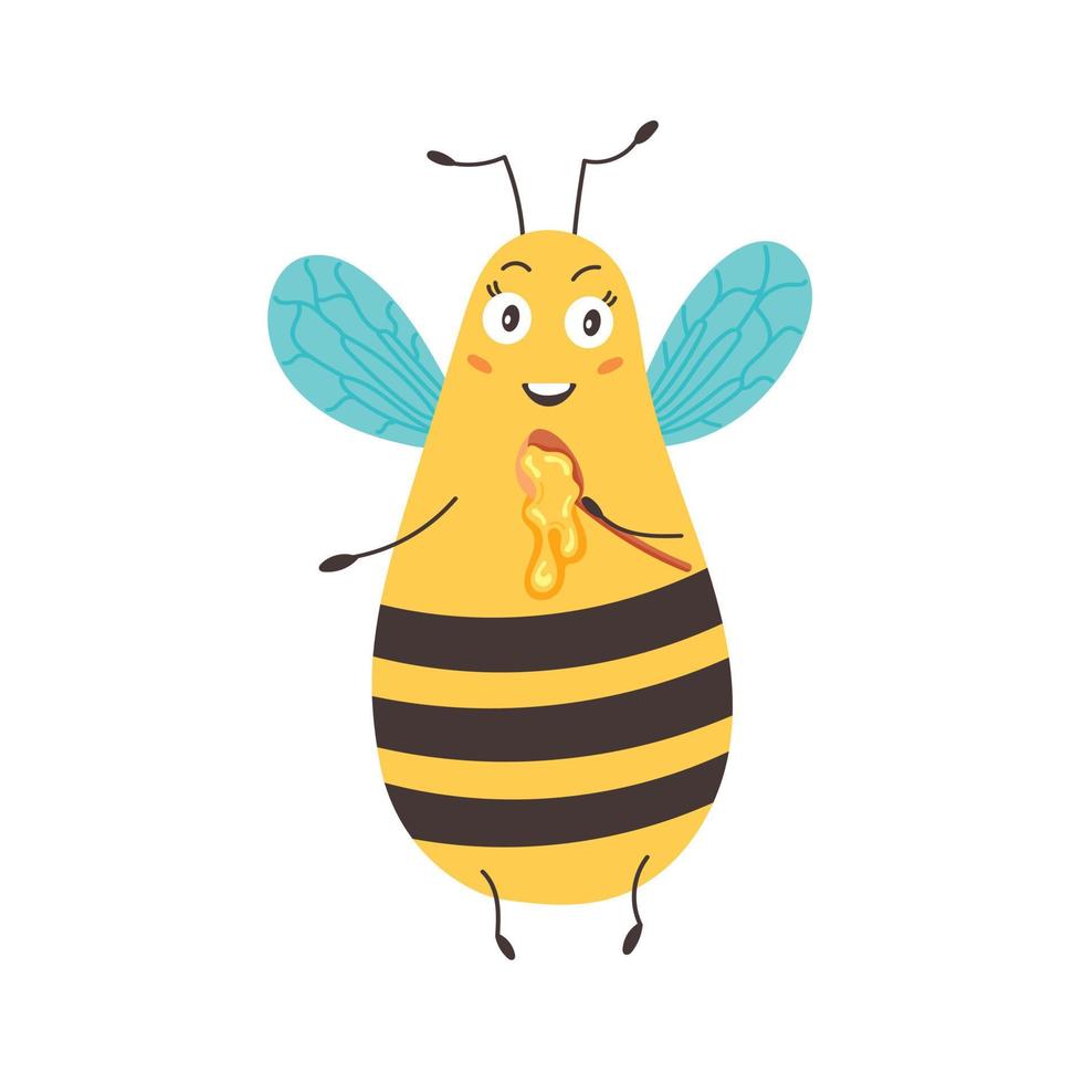 Bee with a spoonful of honey vector