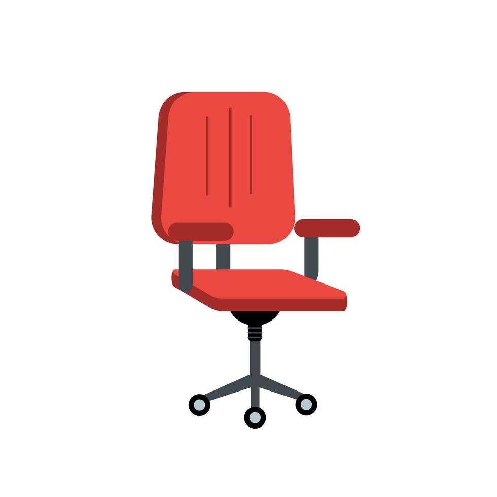 Red office chair. Work chair for open space. Vector editable illustration