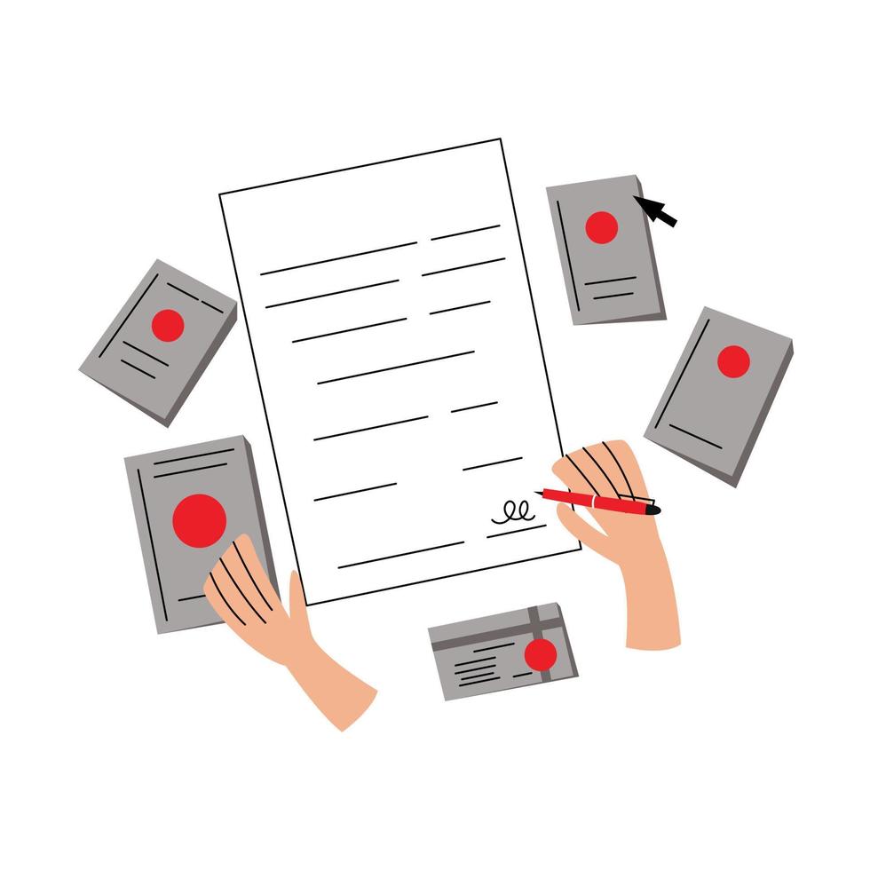 Filling out documents signing document management vector