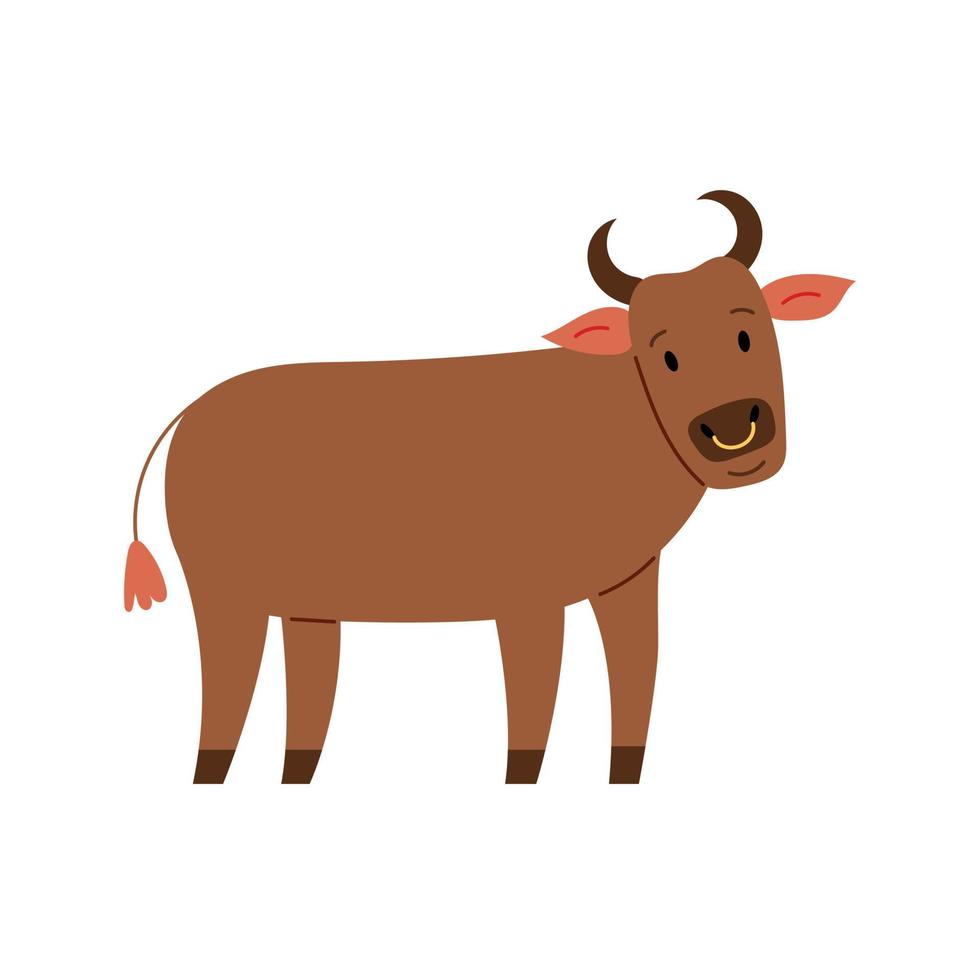 Cute character bull hand draw vector