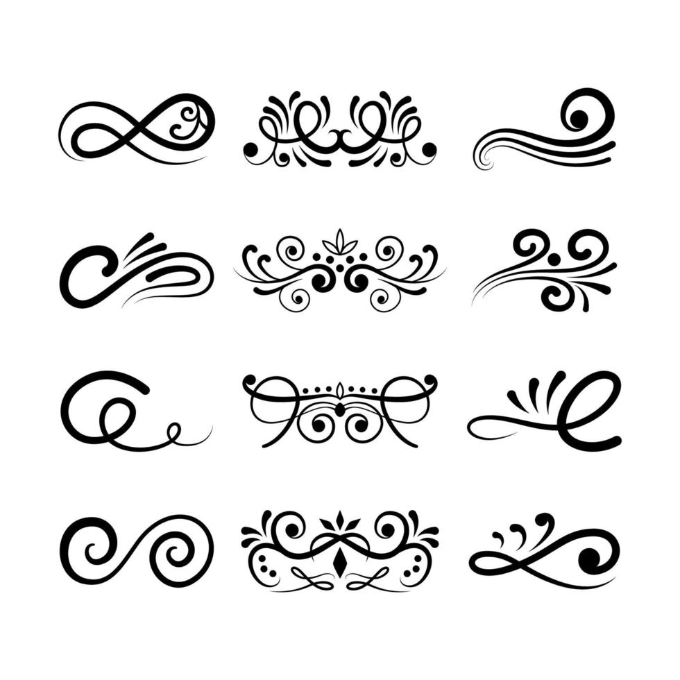 elementos decorativos de remolino ornamental vector