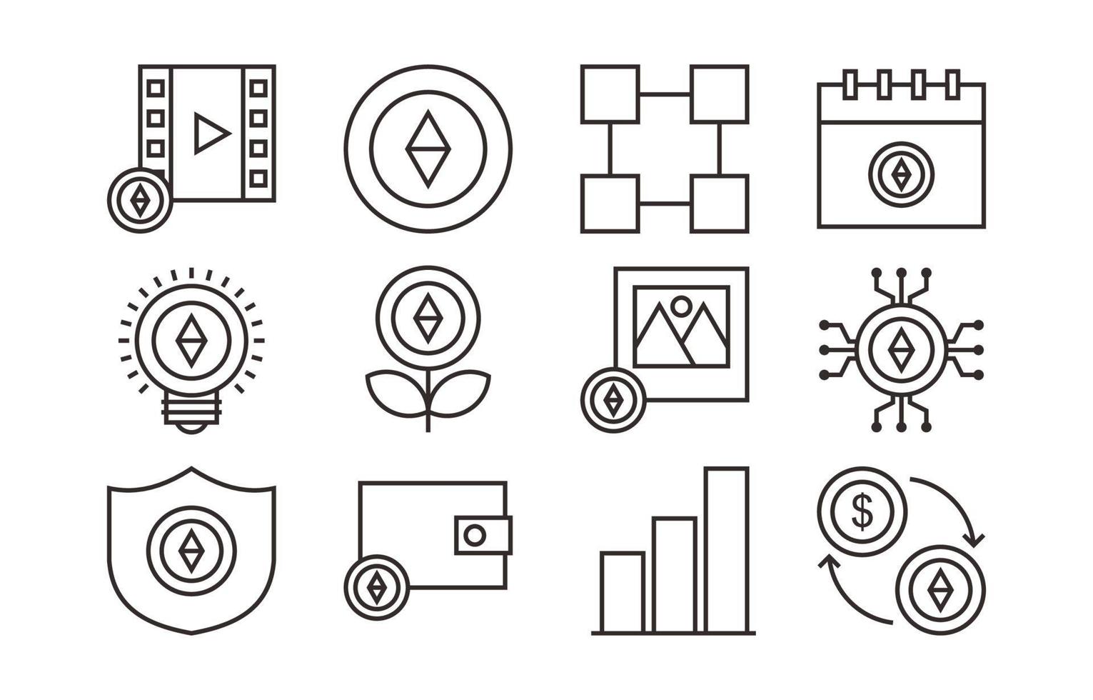Finance NFT Asset Icon Collection vector