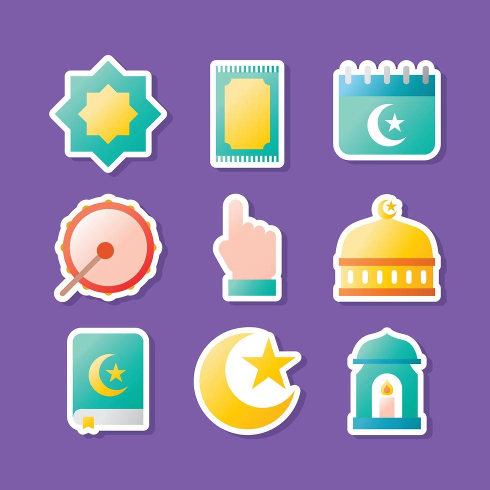 Ramadhan Element Sticker Pack vector