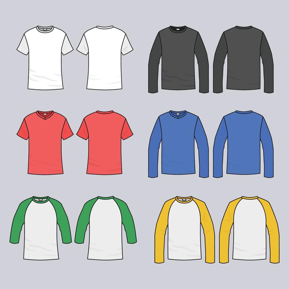 Set of Flat T Shirt Mock Up vector
