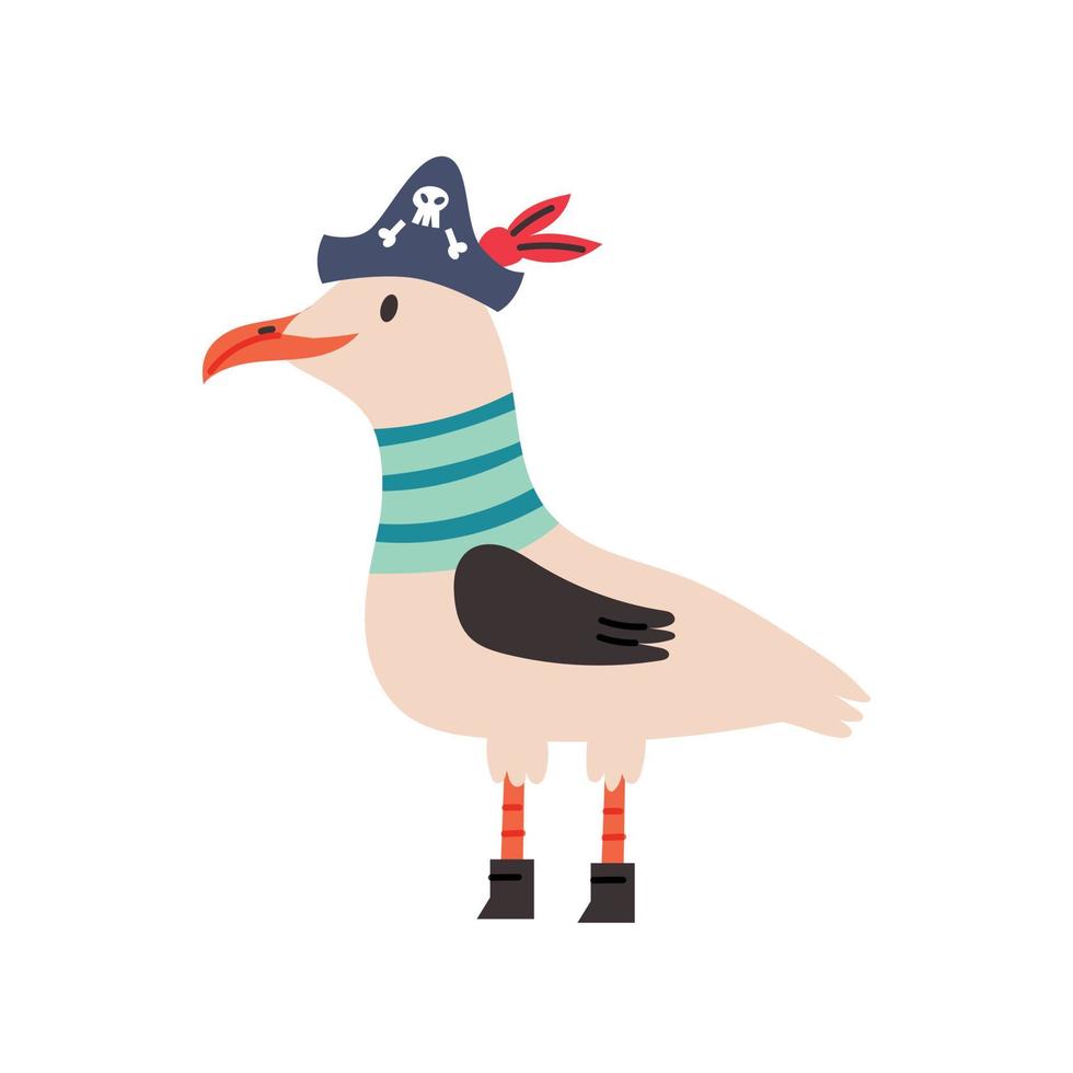 Seagull Pirate doodle vector