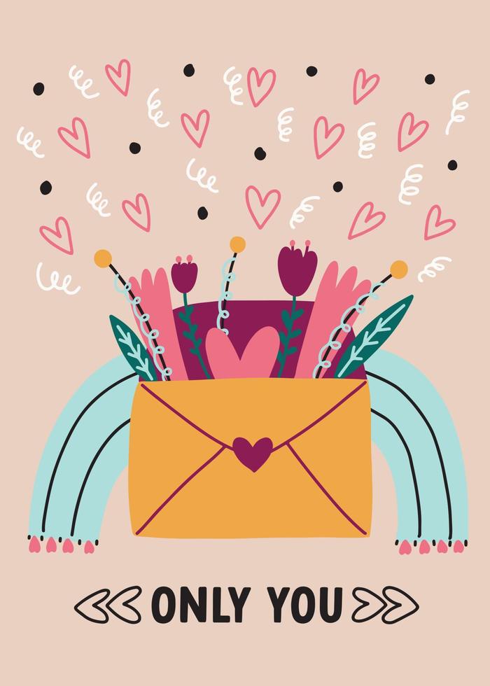 Valentines Day postcard Only you vector