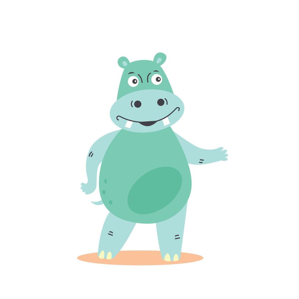 Cute hippo presenting with her hand vector