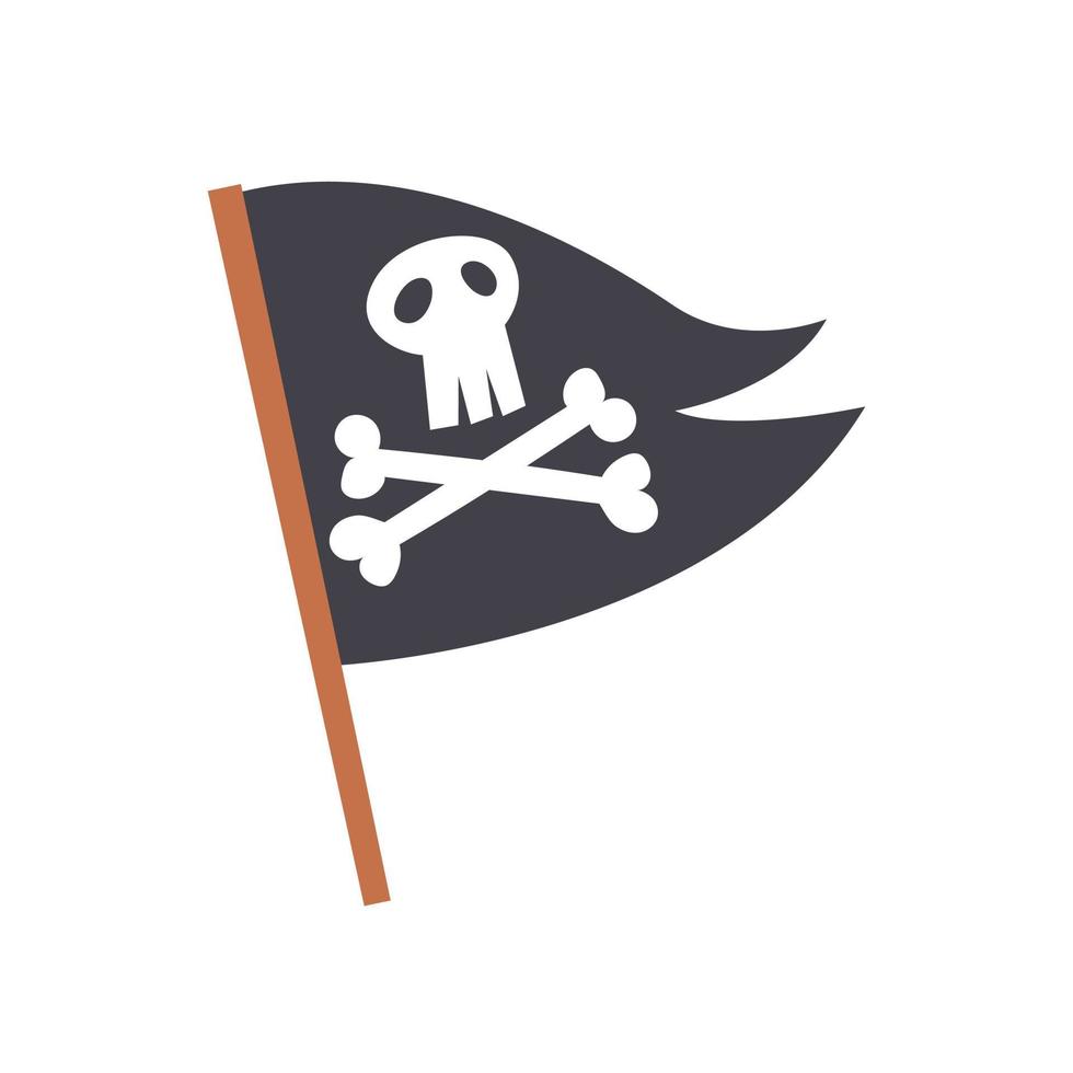 bandera pirata negra con calavera vector