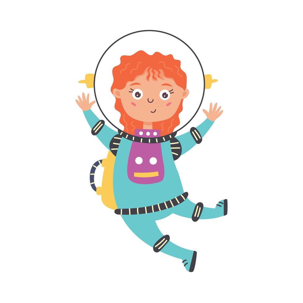 niña astronauta con traje y casco vector