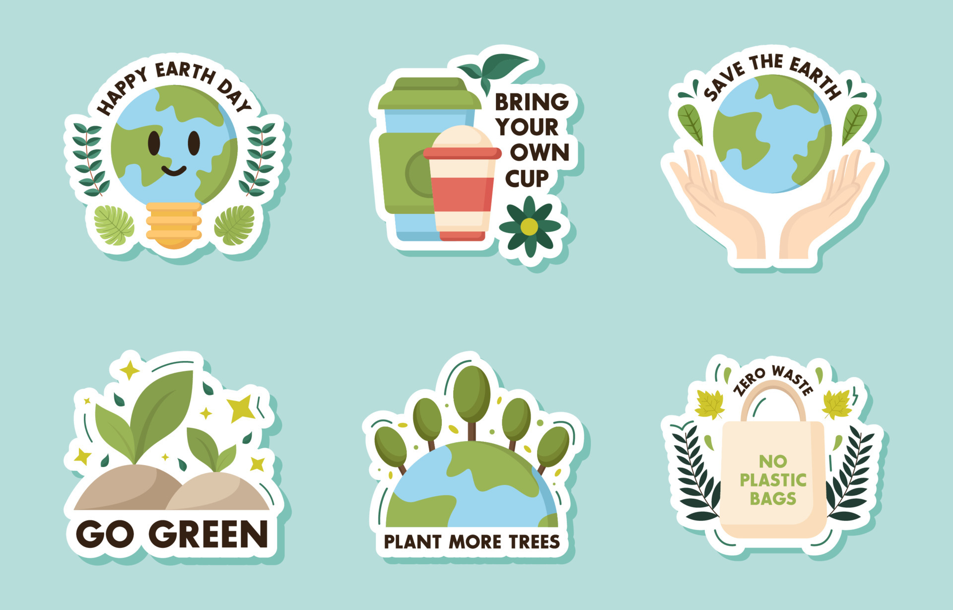 Earth Day Stickers Set 6478850 Vector Art at Vecteezy