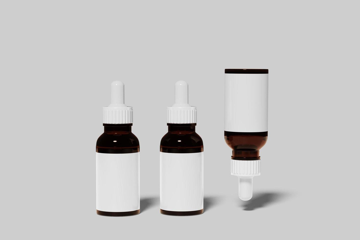 Amber glass dropper bottle with box mockup photo