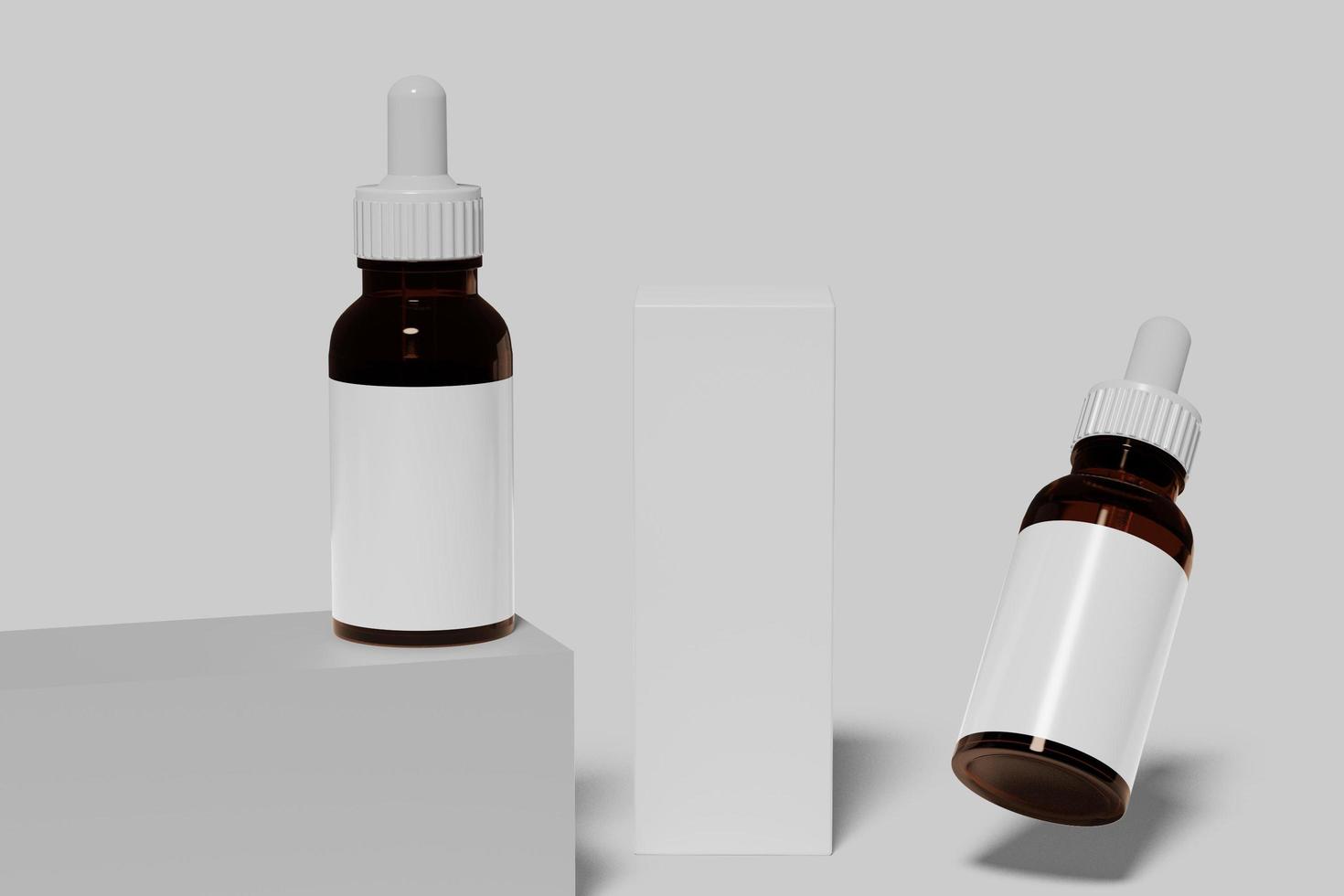 Amber glass dropper bottle with box mockup photo