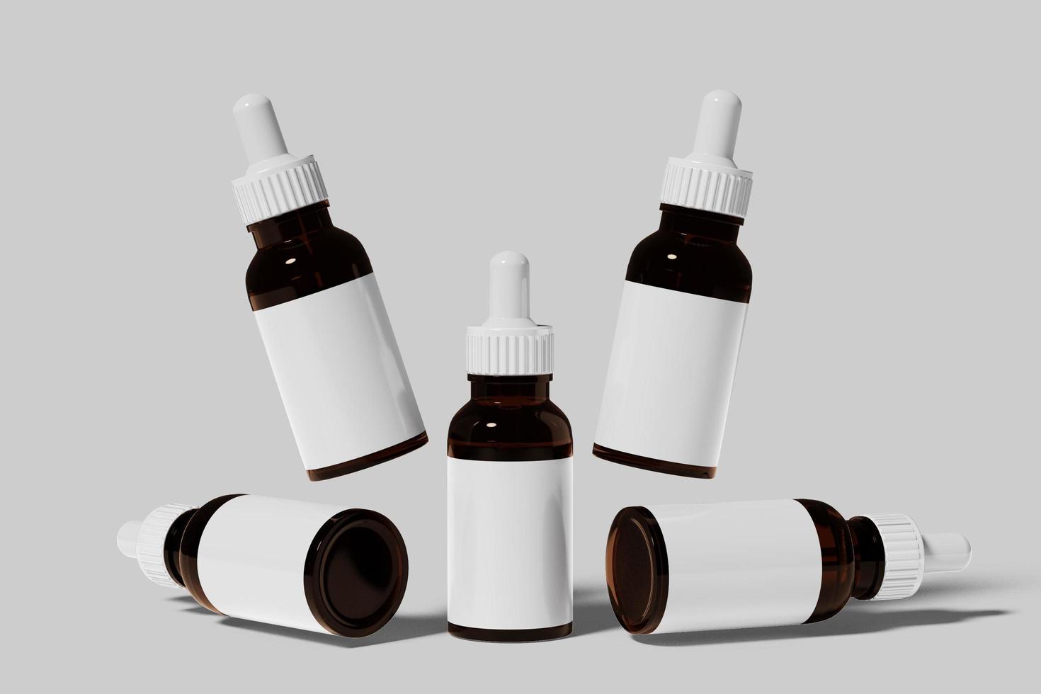 Amber glass dropper bottle with box mockup photo