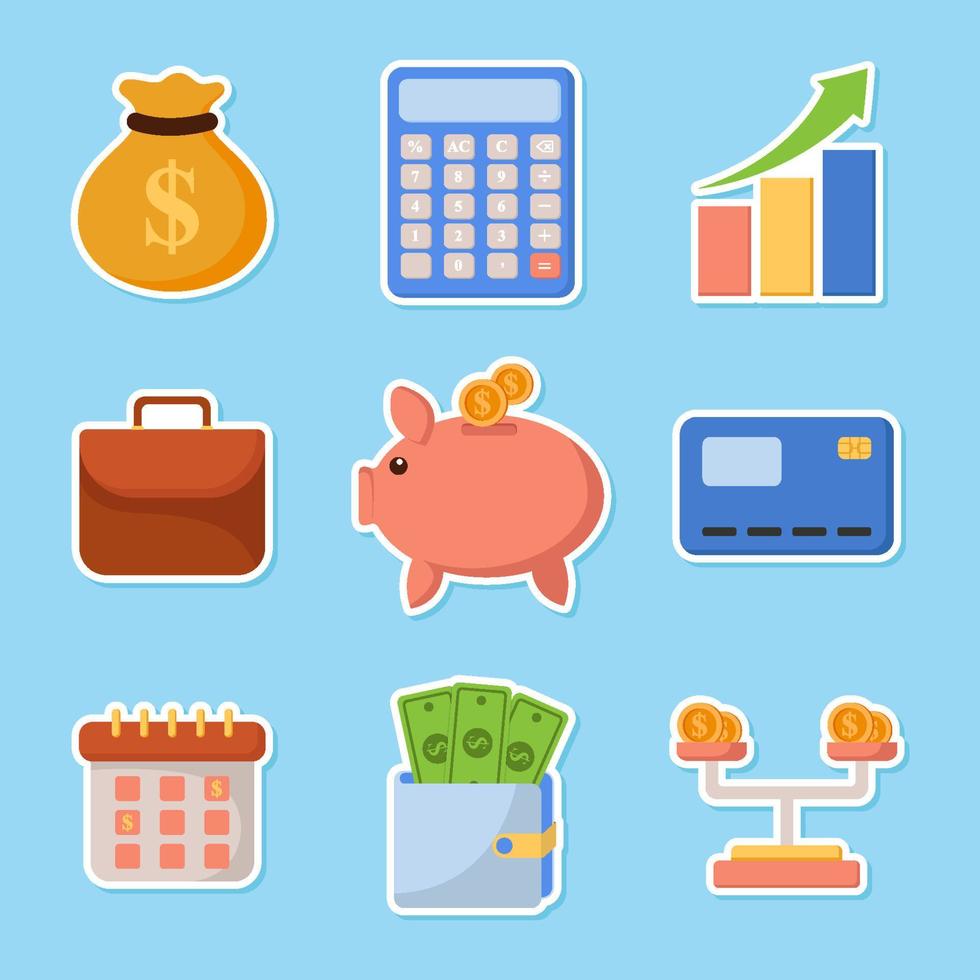 Financial Literacy Sticker Set vector