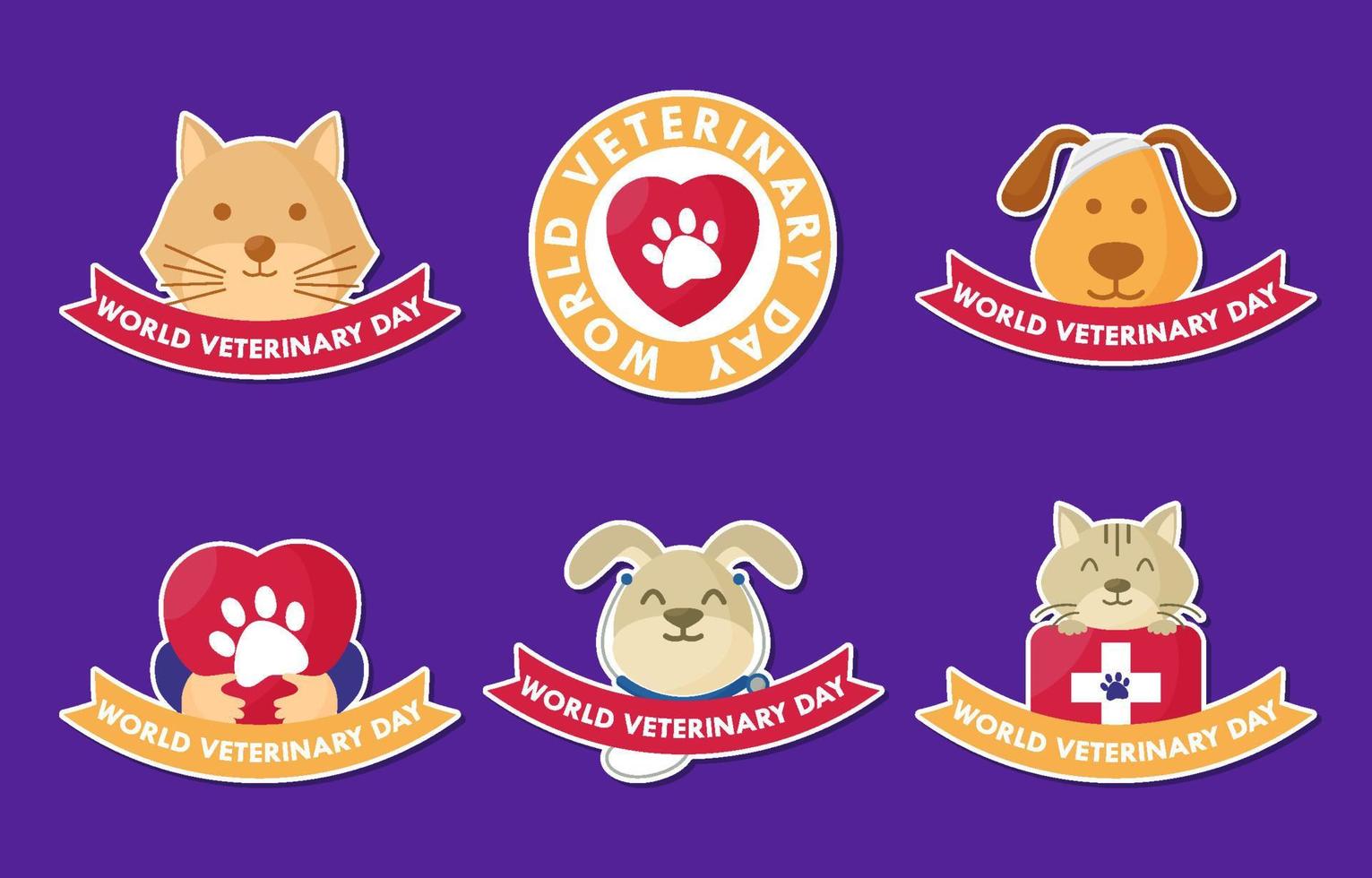 Veterinary Day Sticker Set vector